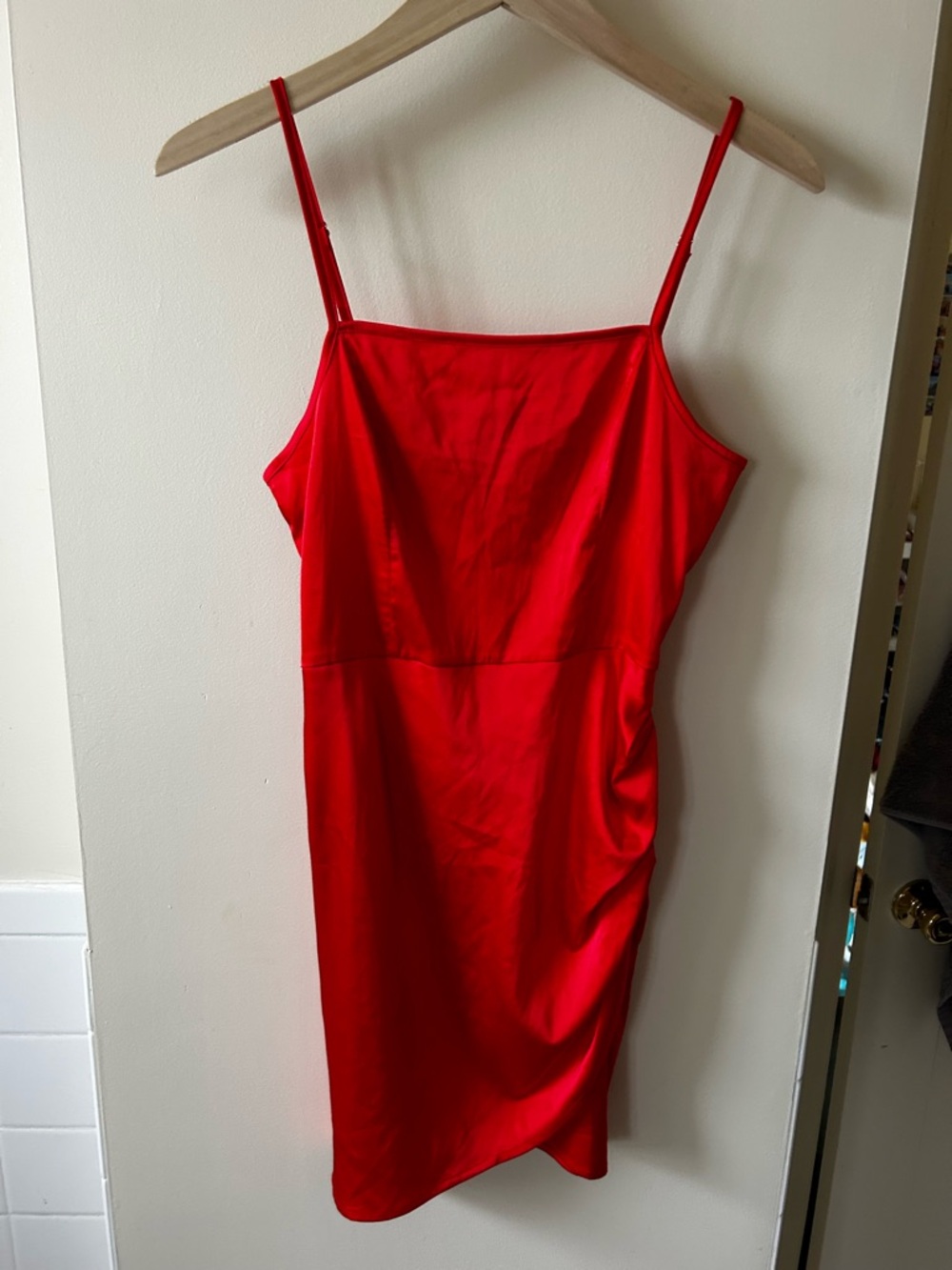 Red Slip Satin Dress - Women
